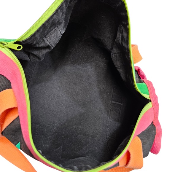 Vintage 80s 90 Cancun Mexico Mini  Duffel Bag Neon Trim Travel Beach Bag - Picture 3 of 9